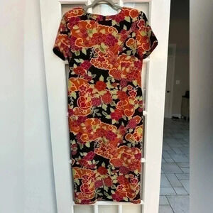 Vintage Kathie Lee Collection | Floral Sheath Midi Dress Size 12 Large L